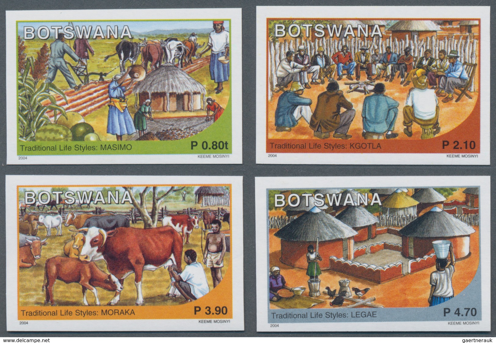 Thematik: Landwirtschaft / Agriculture: 2004, Botswana. Complete Set "Traditional Ways Of Life" (4 V - Agriculture