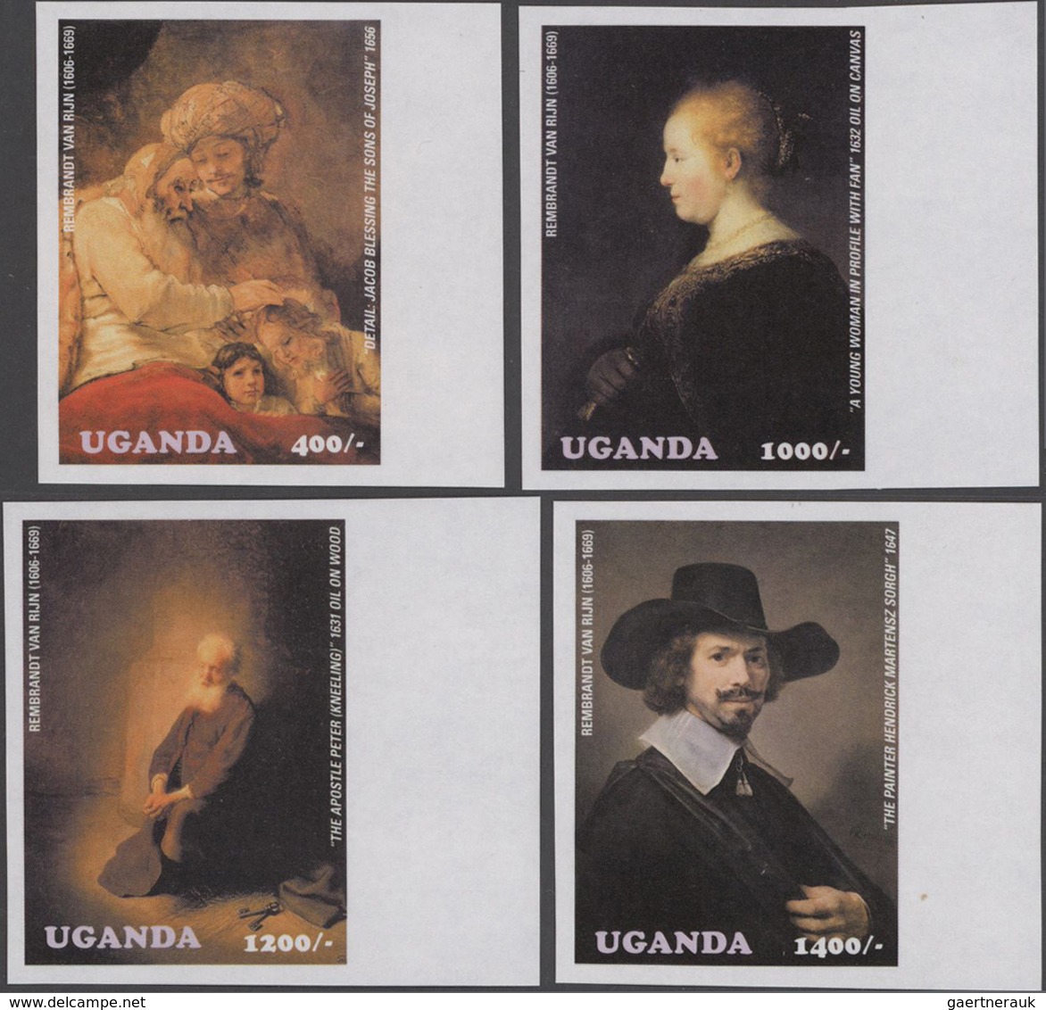 Thematik: Malerei, Maler / Painting, Painters: 2003, UGANDA: Rembrandt Paintings Complete IMPERFORAT - Other & Unclassified