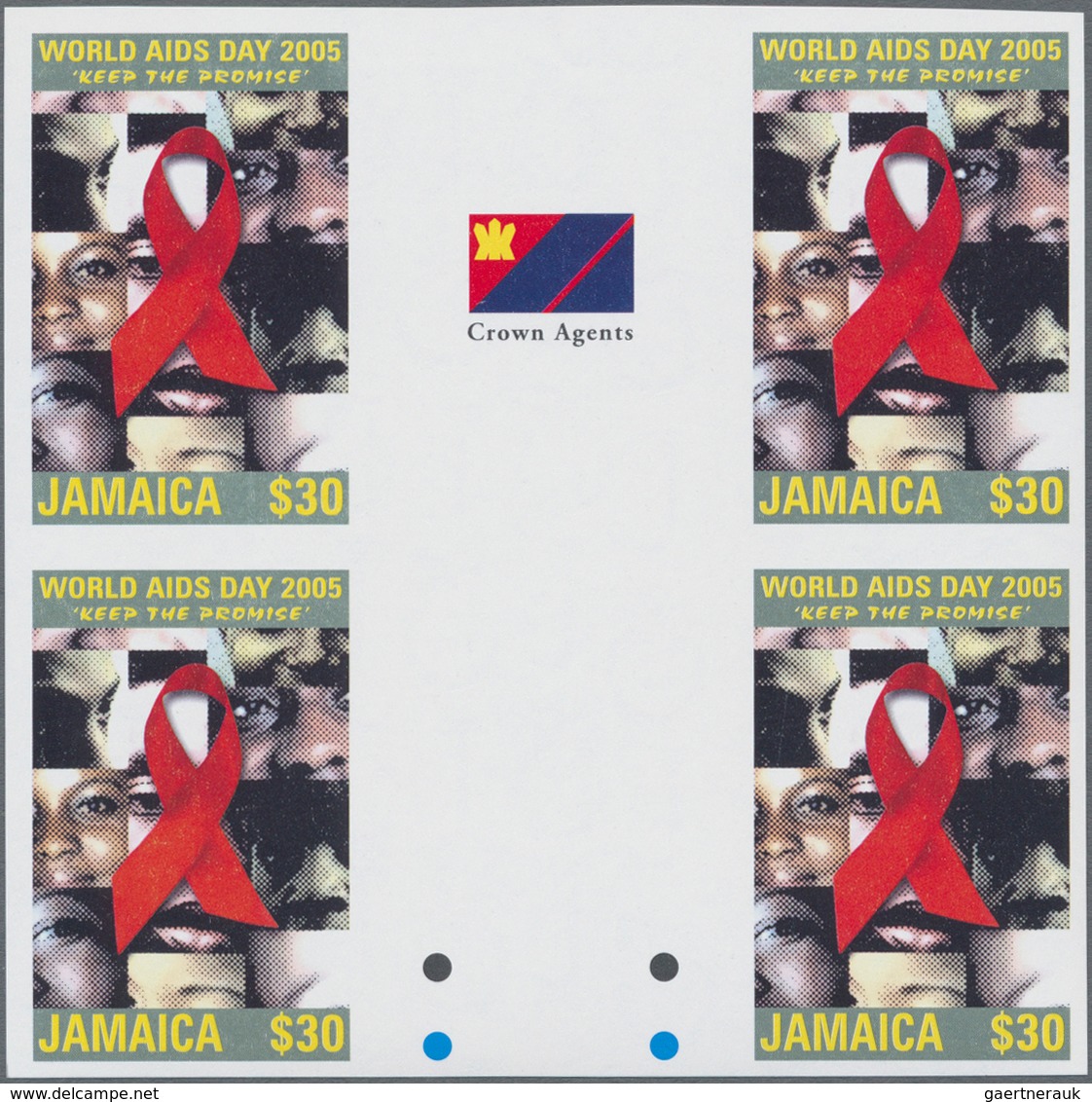 Thematik: Medizin, Gesundheit / Medicine, Health: 2005, JAMAICA: World AIDS Day $30 In An IMPERFORAT - Medicine