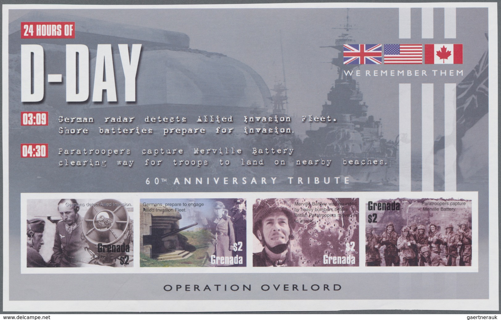 Thematik: Militär / Military: 2004, GRENADA: 60th Anniversary Of D-Day Complete Set Of Four, Two She - Militaria