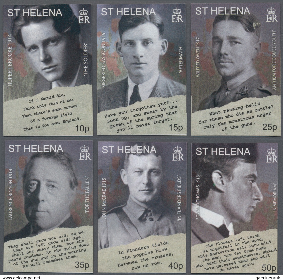 Thematik: Militär / Military: 2008, ST. HELENA: 90 Years Of Remembrance (End Of WWI) Complete IMPERF - Militaria