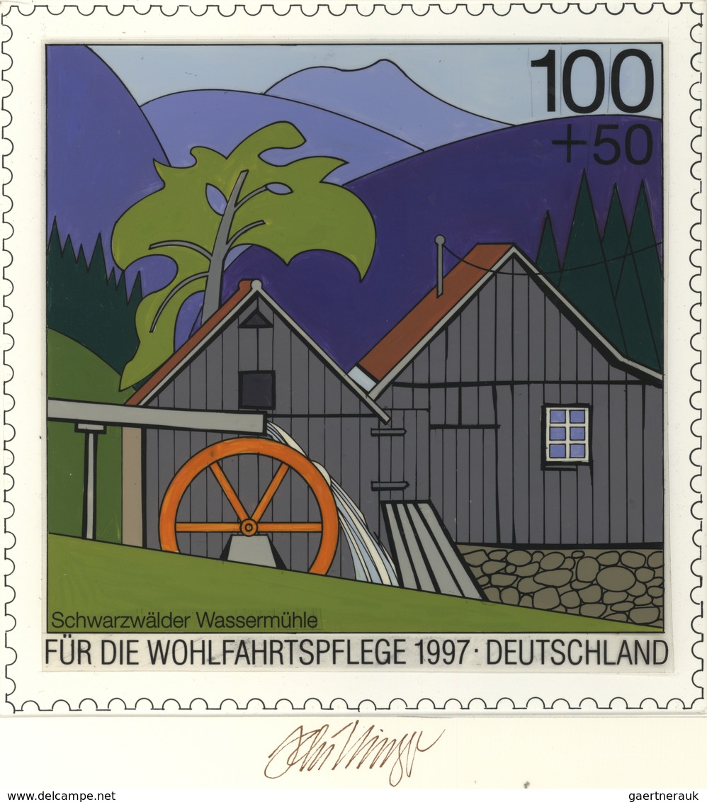 Thematik: Mühlen / Mills: 1997, Bund, Nicht Angenommener Künstlerentwurf (21,5x21,5) Von Prof. H.Sch - Windmills