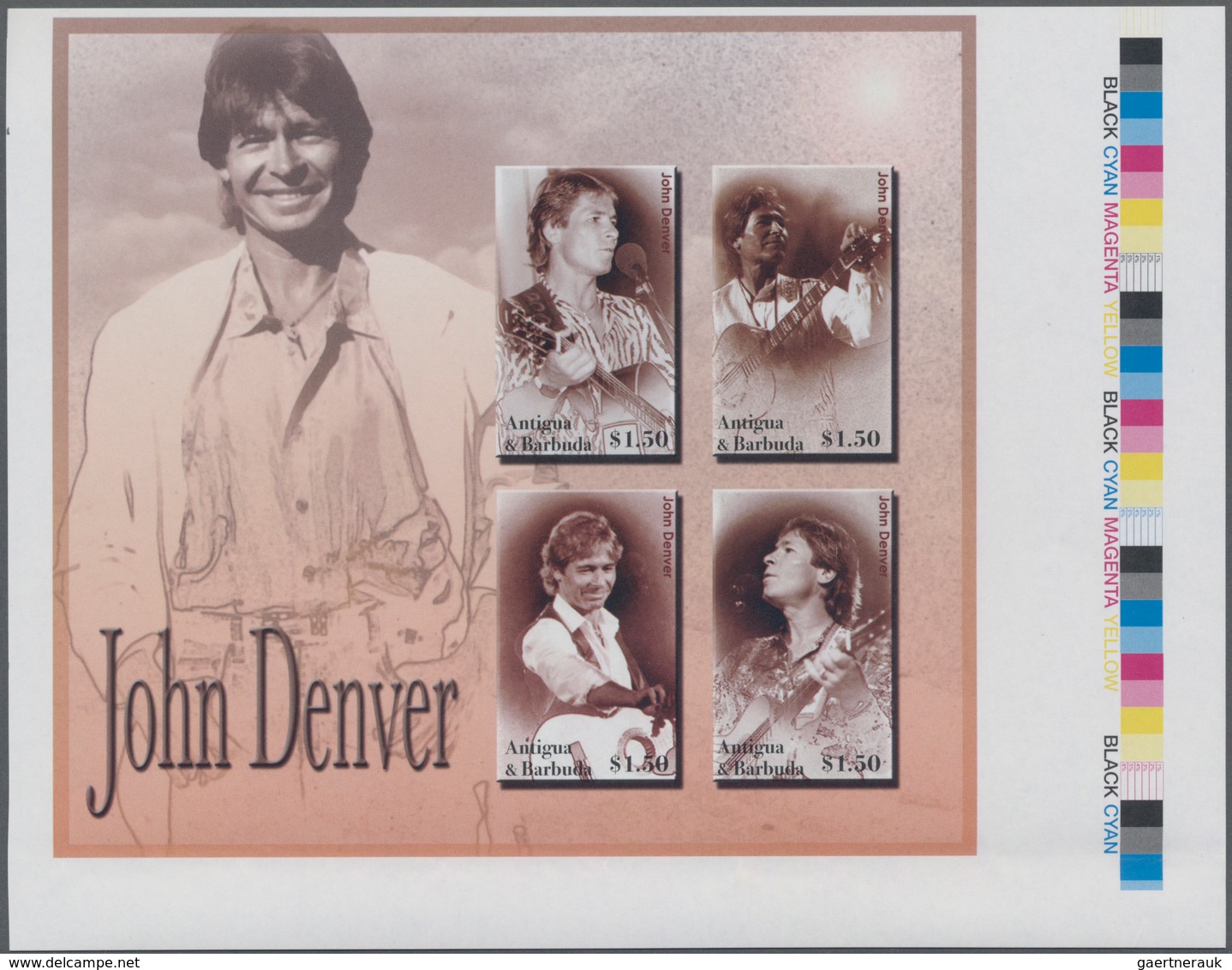 Thematik: Musik / Music: 2004, ANTIGUA & BARBUDA: John Denver Complete Set Of Four In An IMPERFORATE - Music