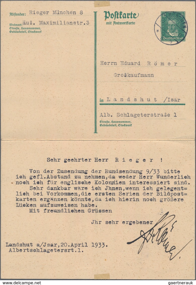 Thematik: Musik-Komponisten / Music-composers: 1933. Reply Card 8+8 Pf Beethoven With Striking Mispr - Music
