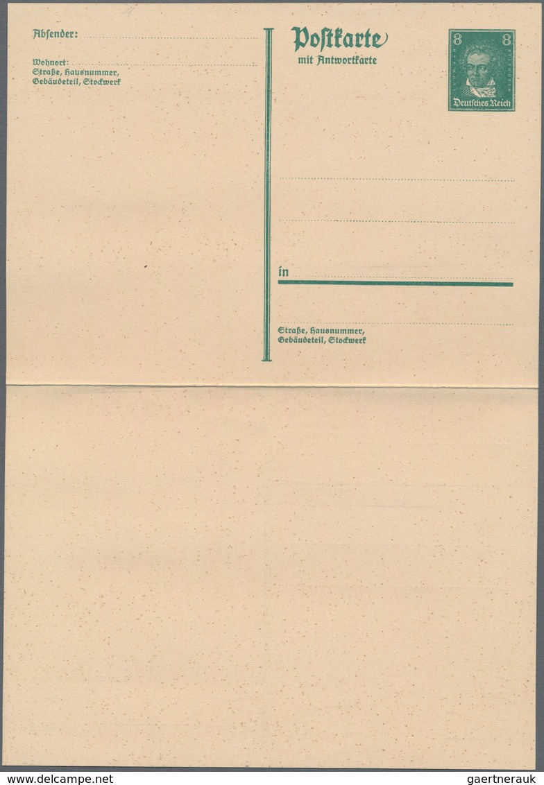 Thematik: Musik-Komponisten / Music-composers: 1933. Reply Card 8+8 Pf Beethoven With Striking Mispr - Muziek