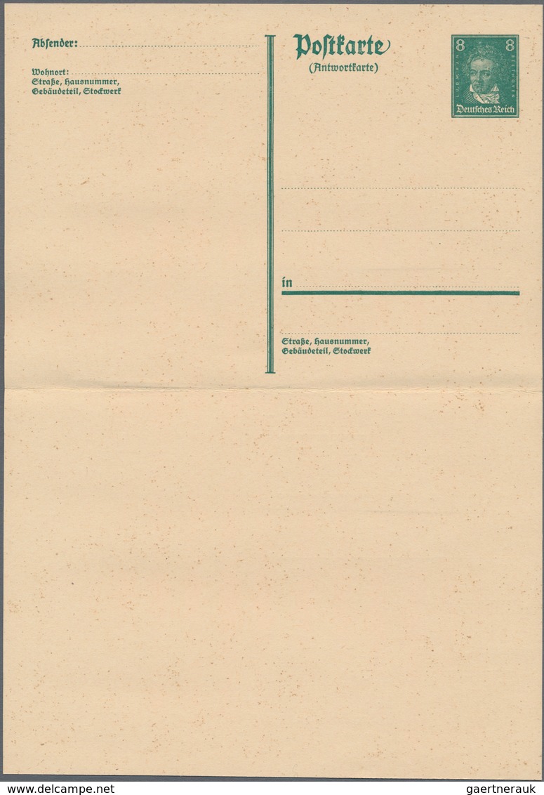 Thematik: Musik-Komponisten / Music-composers: 1933. Reply Card 8+8 Pf Beethoven With Striking Mispr - Music