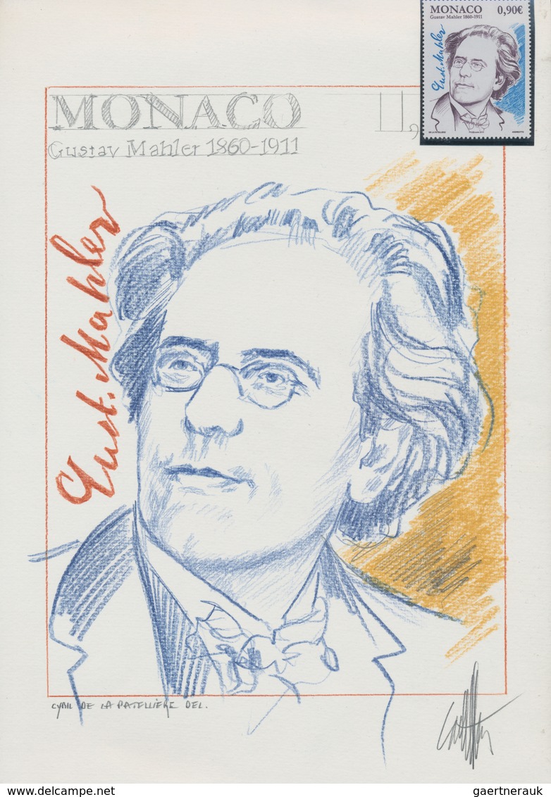 Thematik: Musik-Komponisten / Music-composers: 2009, Monaco. Original Artist's Drawing For The Stamp - Music