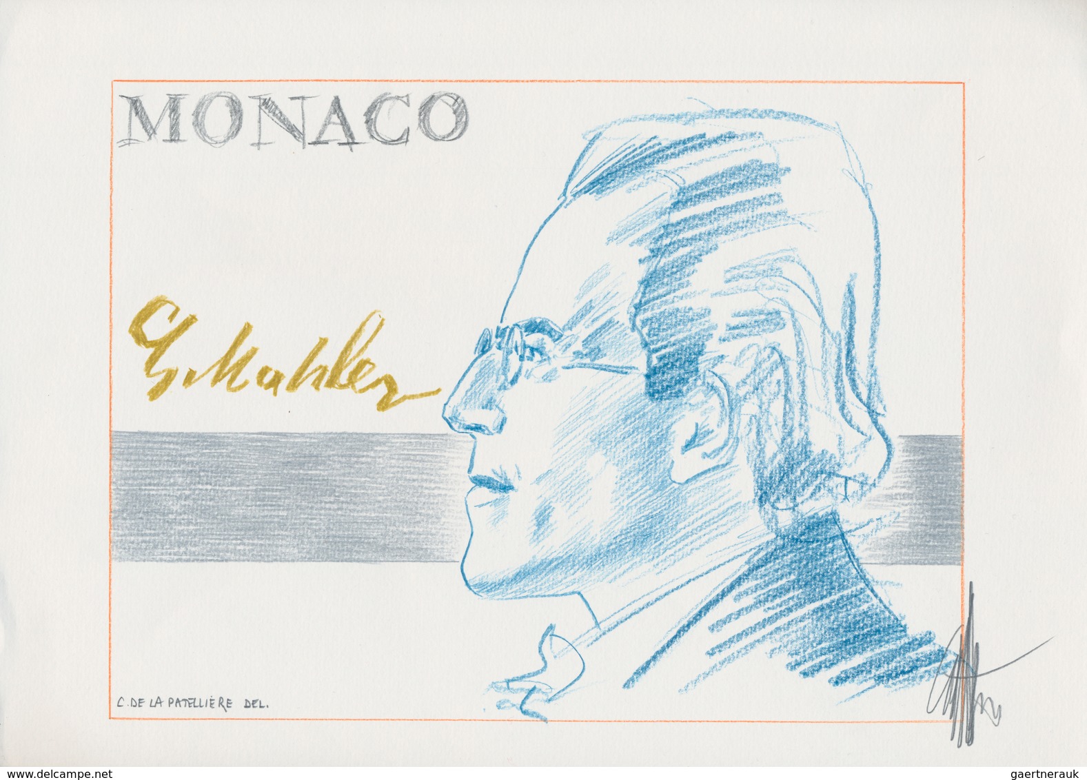 Thematik: Musik-Komponisten / Music-composers: 2009, Monaco. Original Artist's Drawing In A NON-ADOP - Music
