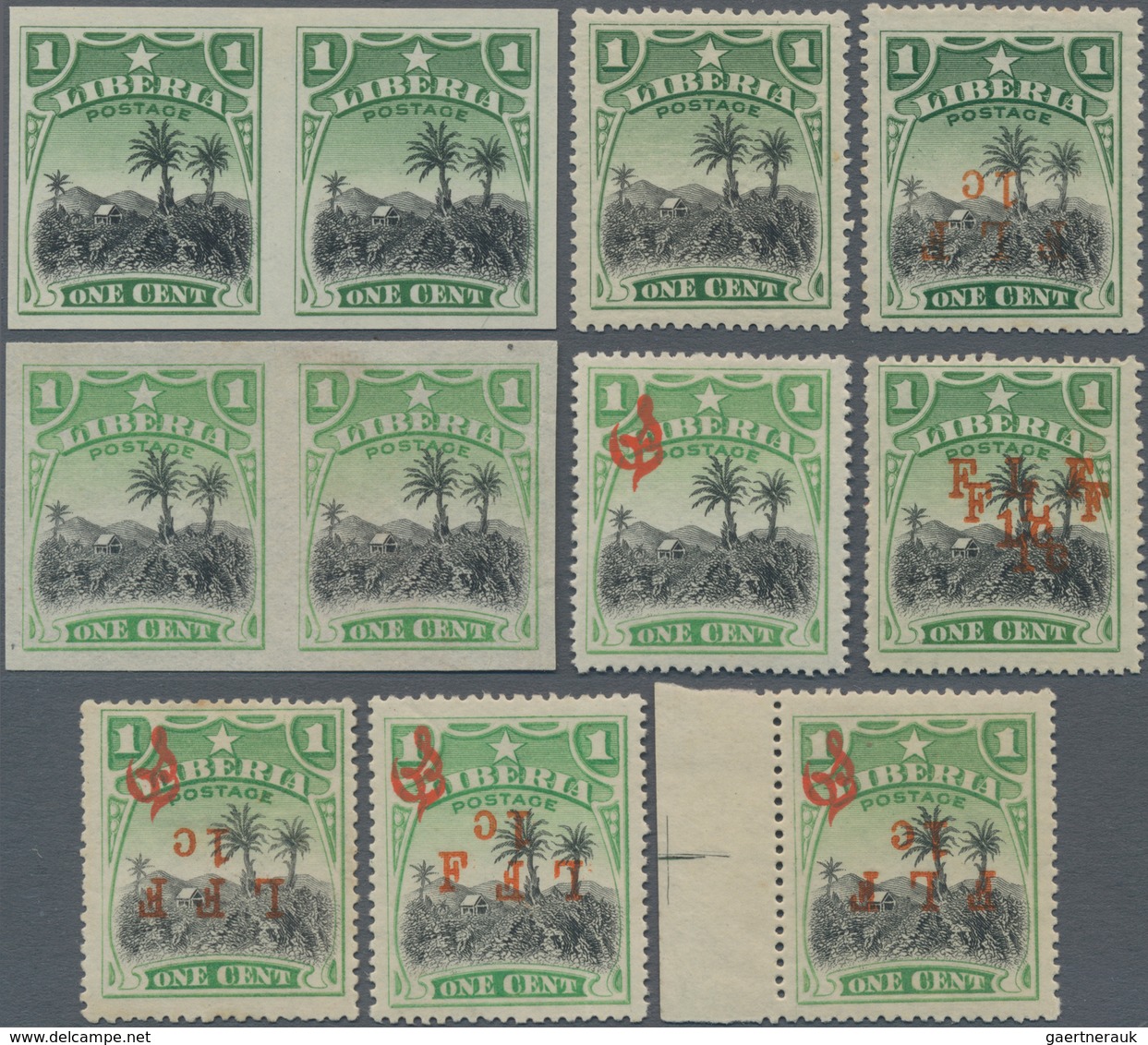 Thematik: Nahrung-Kaffee / Food-coffee: 1909/1916, LIBERIA: Specialised Group Of The 1c. COFFEE PLAN - Ernährung