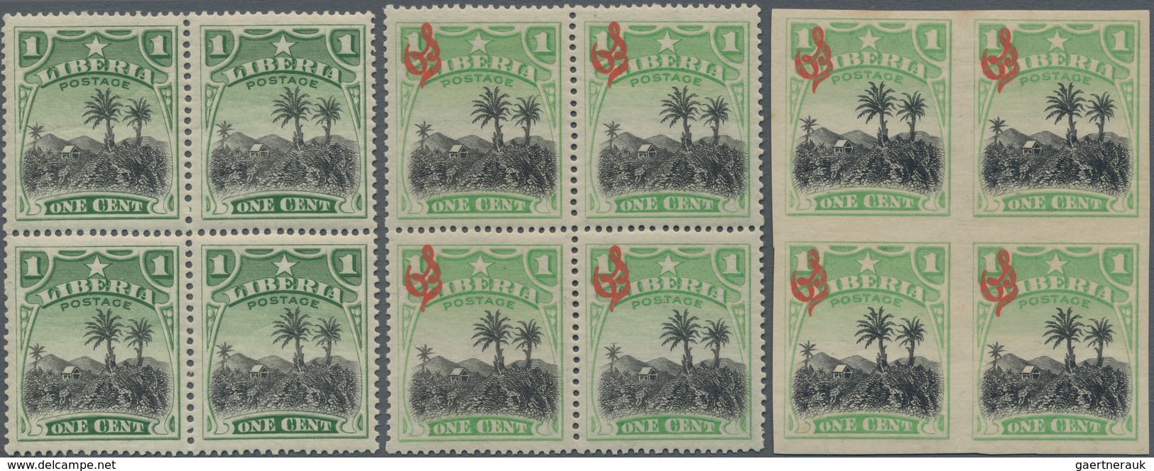 Thematik: Nahrung-Kaffee / Food-coffee: 1909/1916, LIBERIA: Specialised Group Of The 1c. COFFEE PLAN - Ernährung