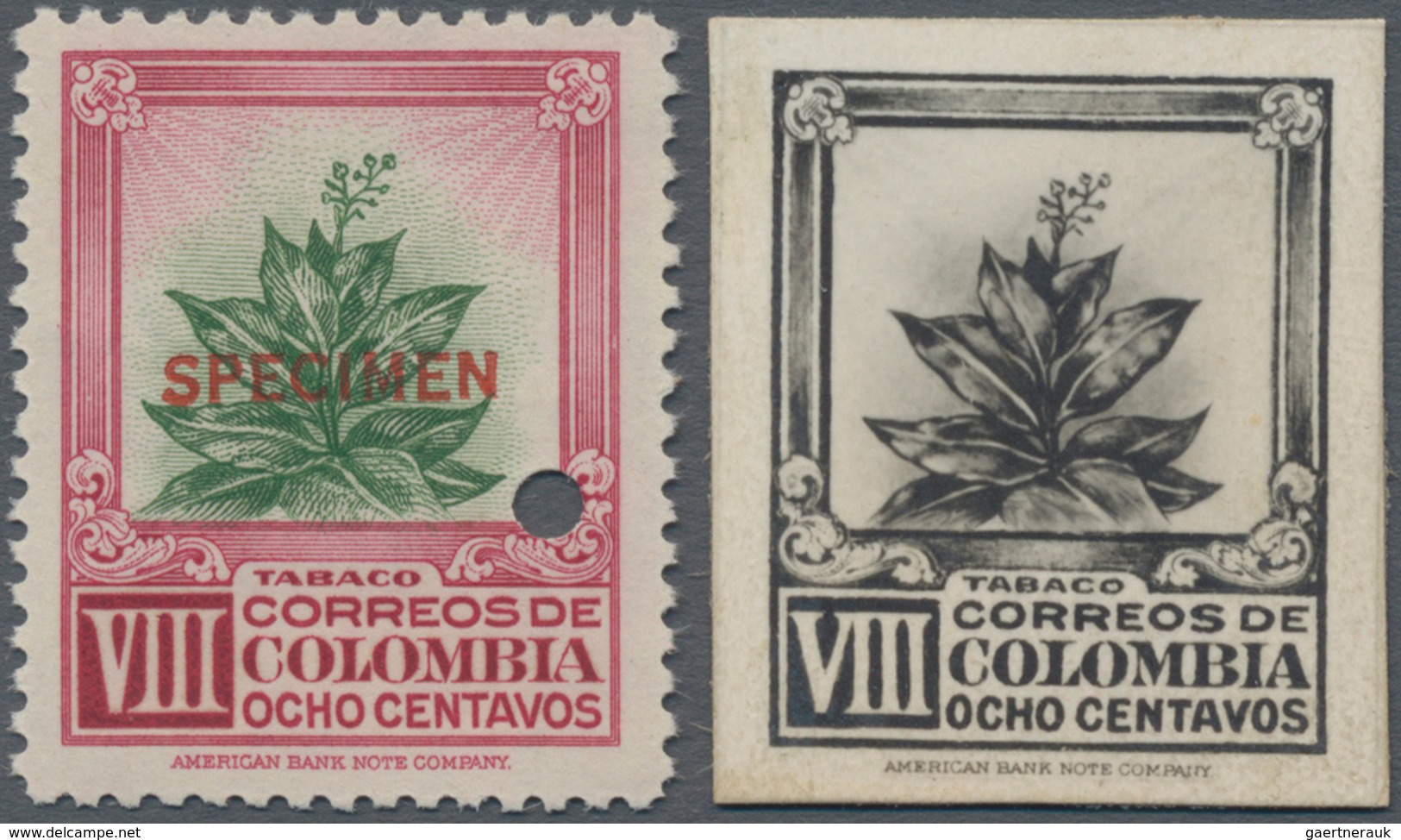 Thematik: Nahrung-Kaffee / Food-coffee: 1940, COLOMBIA: Coffee Plant (Nicotinia Tabacum) Two PROOFS - Food
