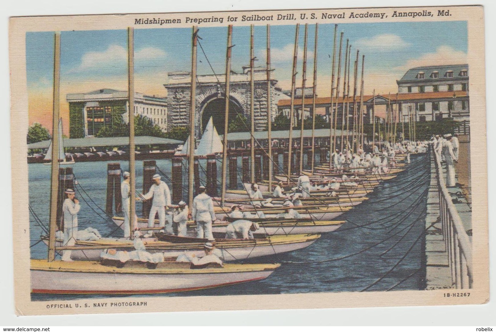 Maryland  Annapolis  U.S. Naval Academy - Midshipmen Preparing For Sailboat Drill -circulated 1954 - Annapolis – Naval Academy