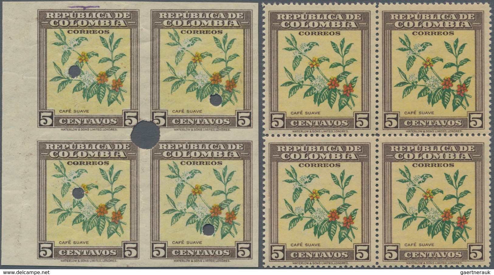 Thematik: Nahrung-Kaffee / Food-coffee: 1947, COLOMBIA: Definitive Issue 5c. Coffee Plant In Three D - Food