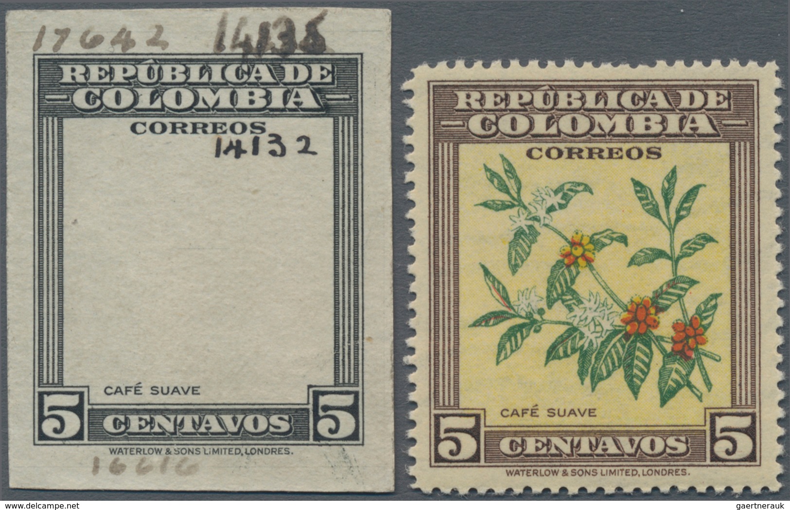 Thematik: Nahrung-Kaffee / Food-coffee: 1947, COLOMBIA: Definitive Issue 5c. Coffee Plant IMPERFORAT - Ernährung