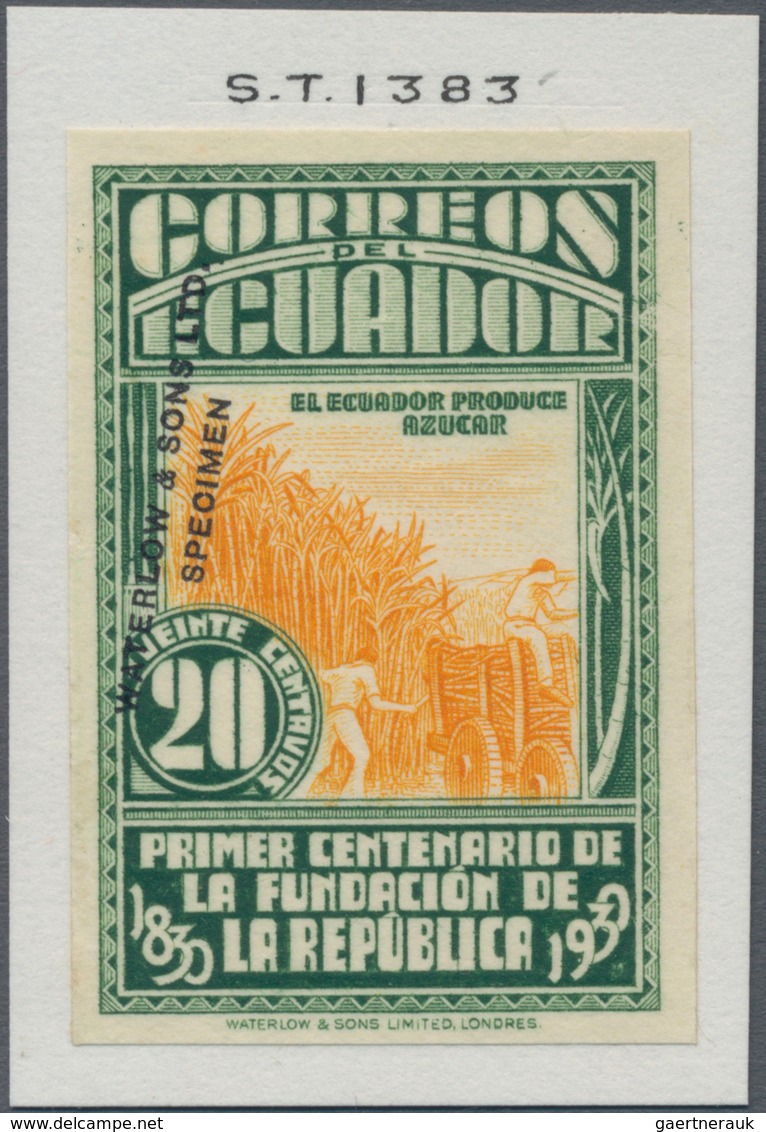 Thematik: Nahrung-Zucker / Food-sugar: 1930, ECUADOR: Centenary Of Republic 20c. Sugarcane Plantatio - Food