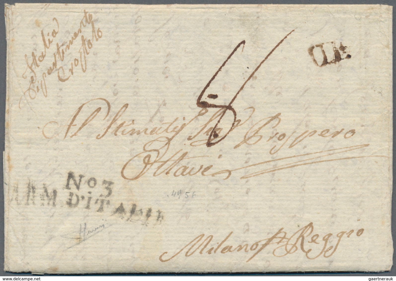 Thematik: Napoleon: 1805, "No.3 / ARM D'ITALIE", Straight Line Onf Lettersheet To Milano/Reggio With - Napoleon