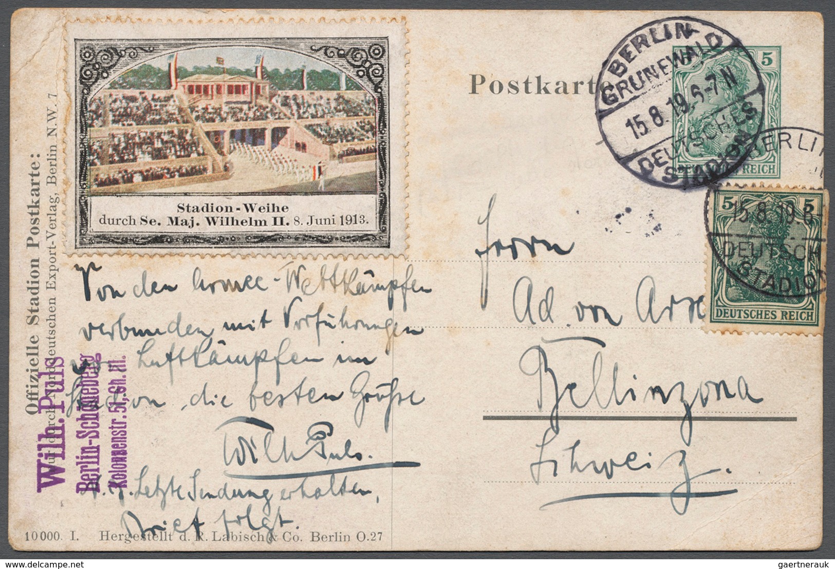 Thematik: Olympische Spiele / Olympic Games: 1919, Deutsches Reich, Privat-Postkarte 5 Pf Germania » - Sonstige & Ohne Zuordnung