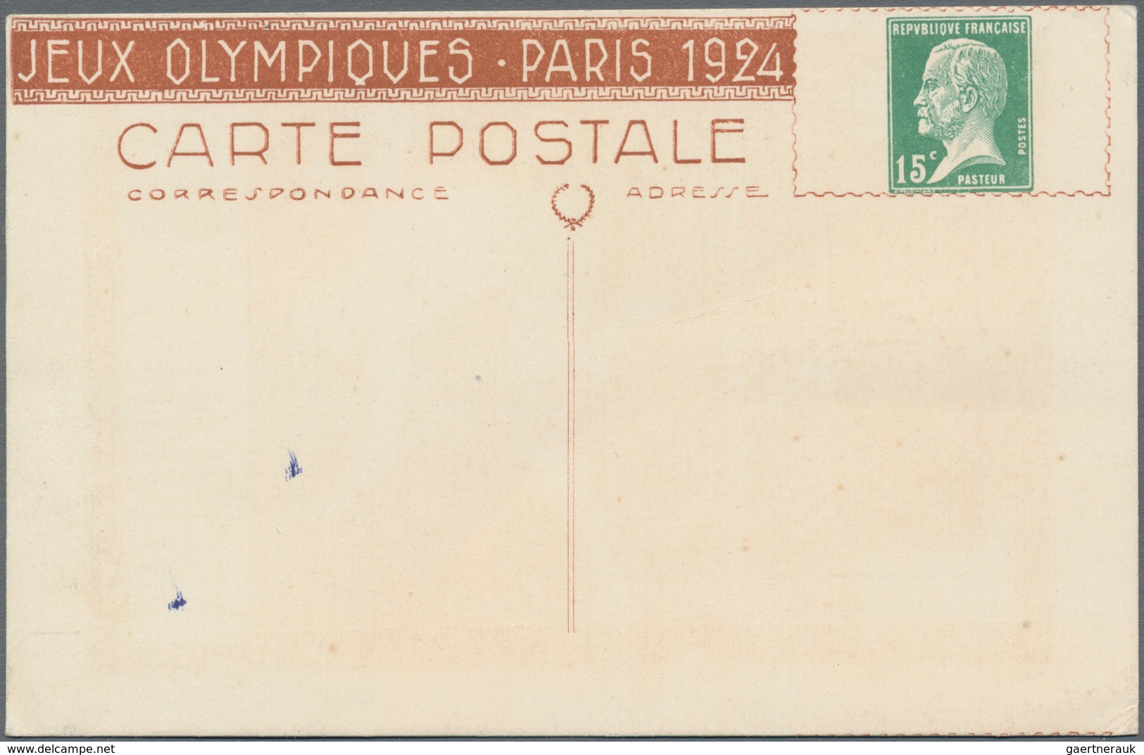 Thematik: Olympische Spiele / Olympic Games: 1924, France. Private Picture Postcard 15c Pasteur "Jeu - Other & Unclassified
