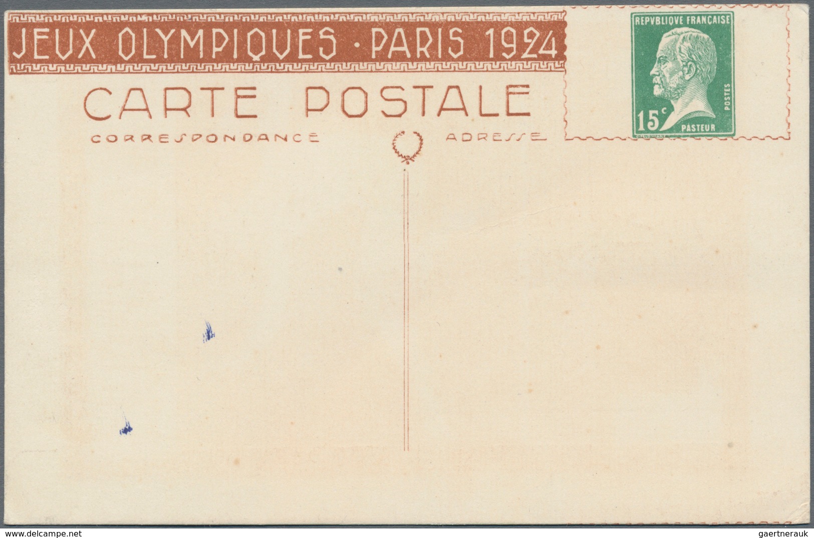 Thematik: Olympische Spiele / Olympic Games: 1924, France. Private Picture Postcard 15c Pasteur "Jeu - Sonstige & Ohne Zuordnung