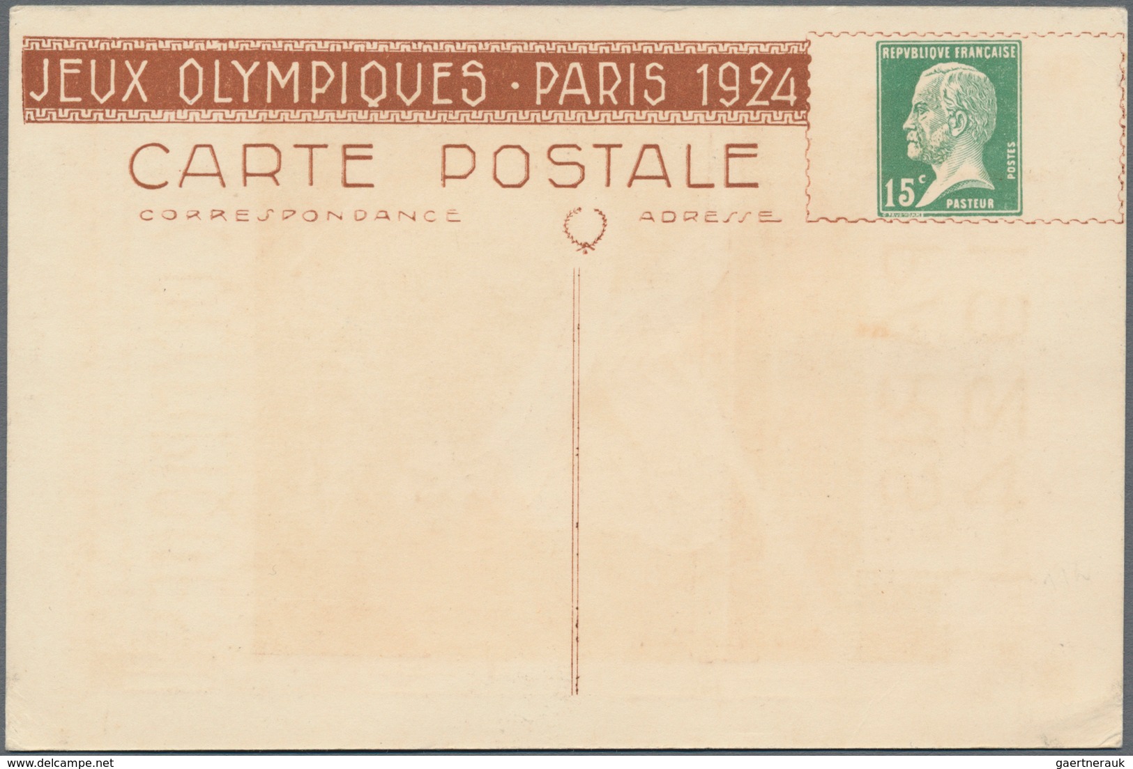 Thematik: Olympische Spiele / Olympic Games: 1924, France. Private Picture Postcard 15c Pasteur "Jeu - Sonstige & Ohne Zuordnung