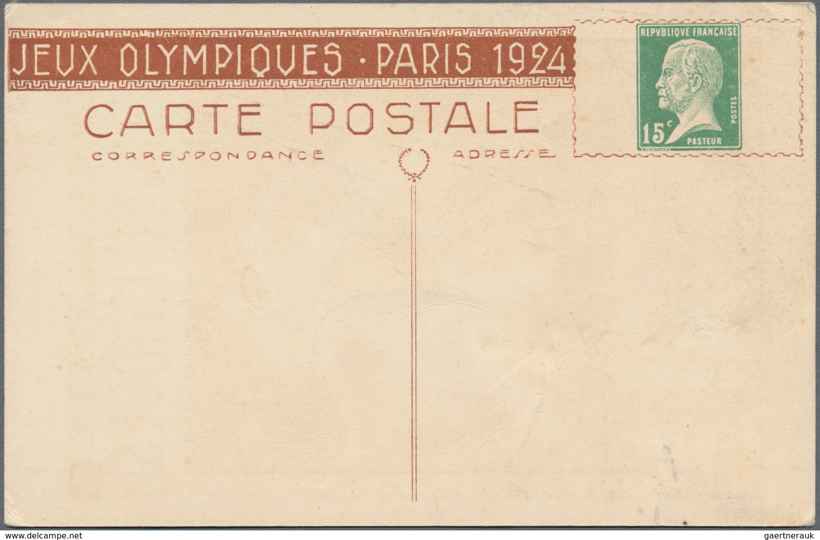 Thematik: Olympische Spiele / Olympic Games: 1924, France. Private Picture Postcard 15c Pasteur "Jeu - Sonstige & Ohne Zuordnung