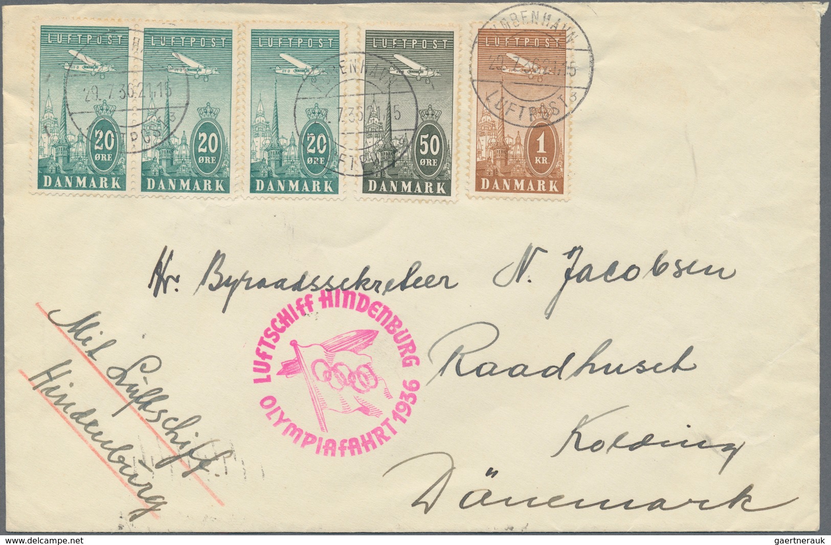 Thematik: Olympische Spiele / Olympic Games: 1936, Olympiafahrt Cover From Denmark With Nice Airmail - Other & Unclassified