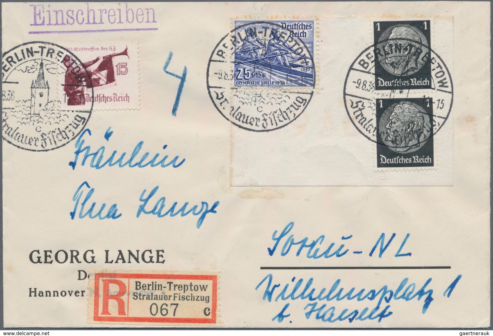 Thematik: Olympische Spiele / Olympic Games: 1936, German Reich. Special Registration Label "Berlin- - Sonstige & Ohne Zuordnung