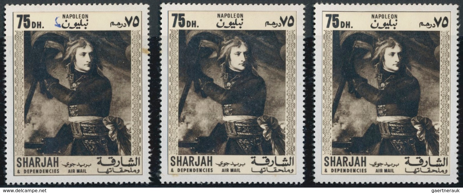 Thematik: Persönlichkeiten / Personalities: NAPOLEON, 1970 Sharjah, 75dh. "Napoleon With Flag" (b/w - Other & Unclassified