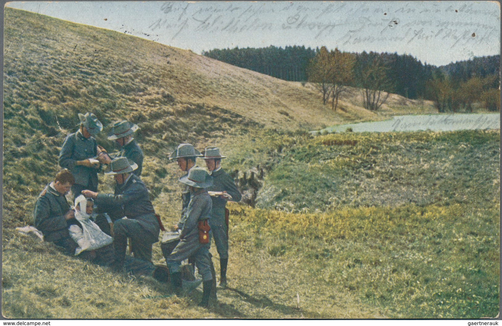 Thematik: Pfadfinder / Boy Scouts: 1915. "Pfadfinder Bei Ester Hilfe", Farbige Ansichtskarte Mit Rs. - Sonstige & Ohne Zuordnung
