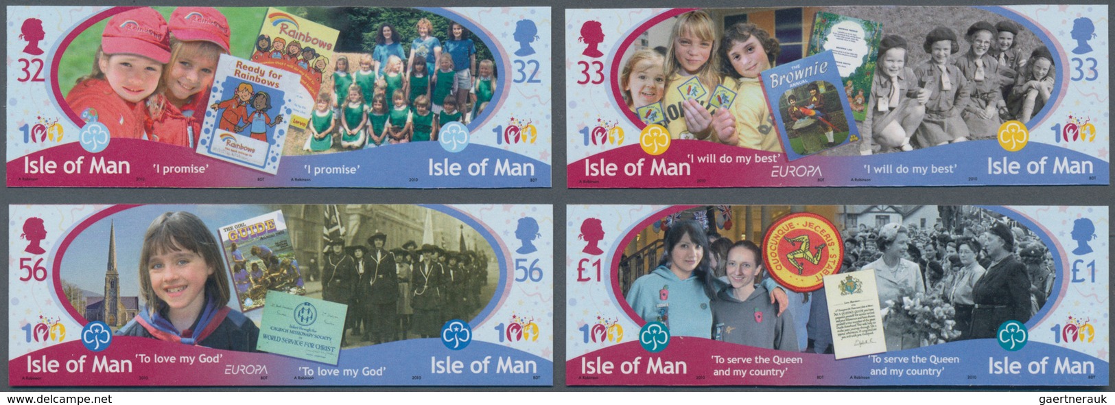 Thematik: Pfadfinder / Boy Scouts: 2010, Isle Of Man. Complete Set "100 Years Of Girl Scouts" (8 Val - Other & Unclassified