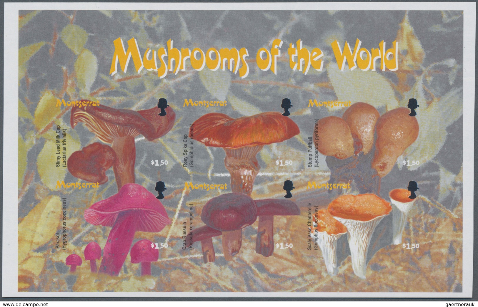 Thematik: Pilze / Mushrooms: 2003, MONTSERRAT: Mushrooms Of The World Complete Set Of Six In An IMPE - Pilze