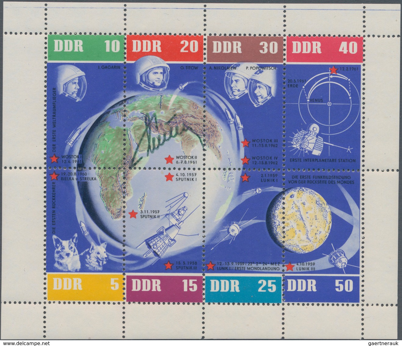 Thematik: Raumfahrt / Astronautics: 1962, German Titov, Signature On East German Mini Sheet "5 Years - Other & Unclassified