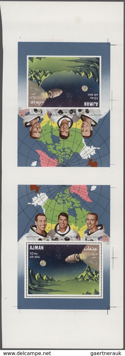 Thematik: Raumfahrt / Astronautics: 1968 'Apollo 7' Souvenir Sheets PERF & IMPERF (two Each) As TÊTE - Other & Unclassified