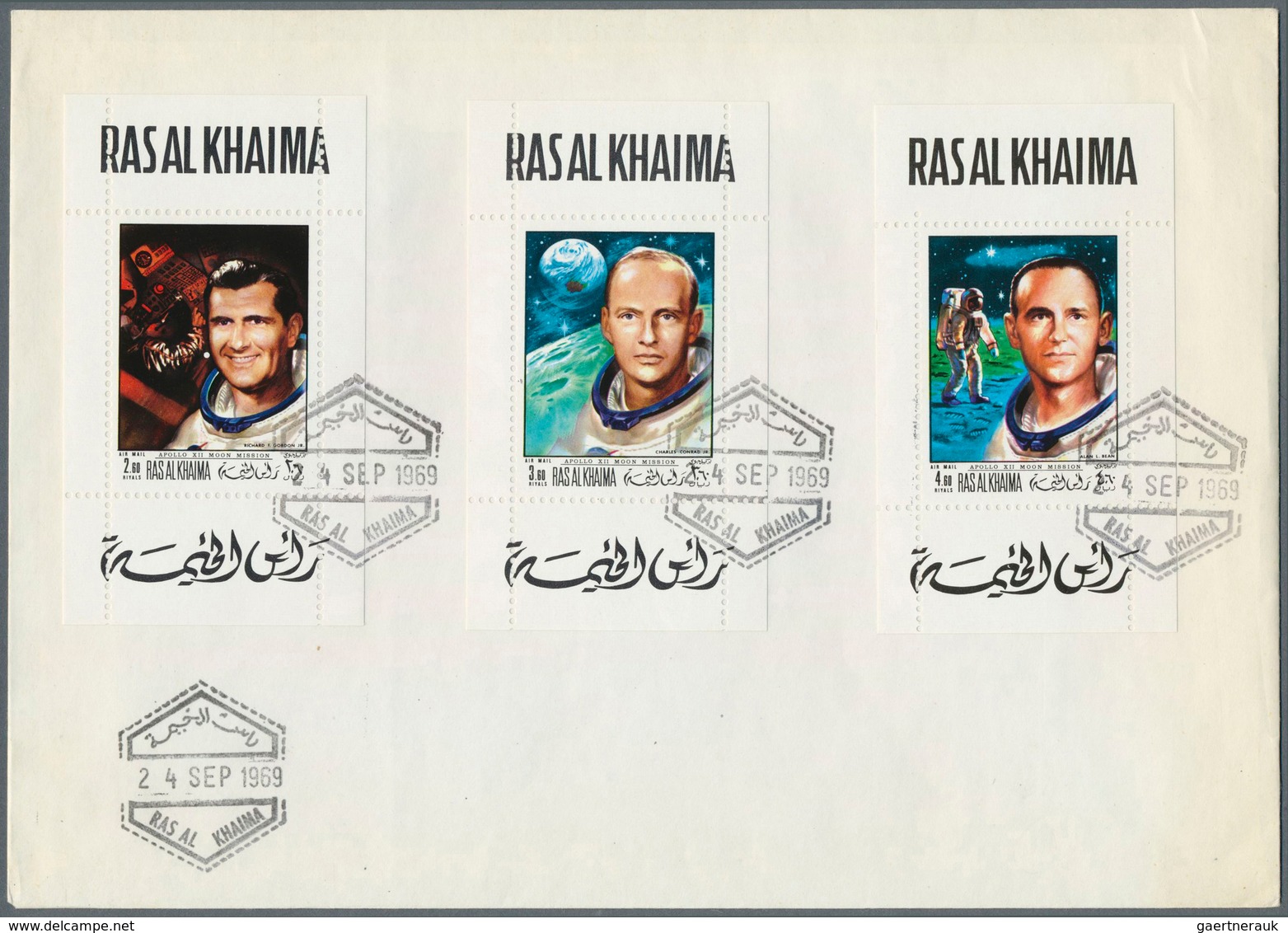 Thematik: Raumfahrt / Astronautics: 1969, Ras Al Khaima, Apollo, 60dh. To 5.60r., Se-tenant Block/so - Other & Unclassified