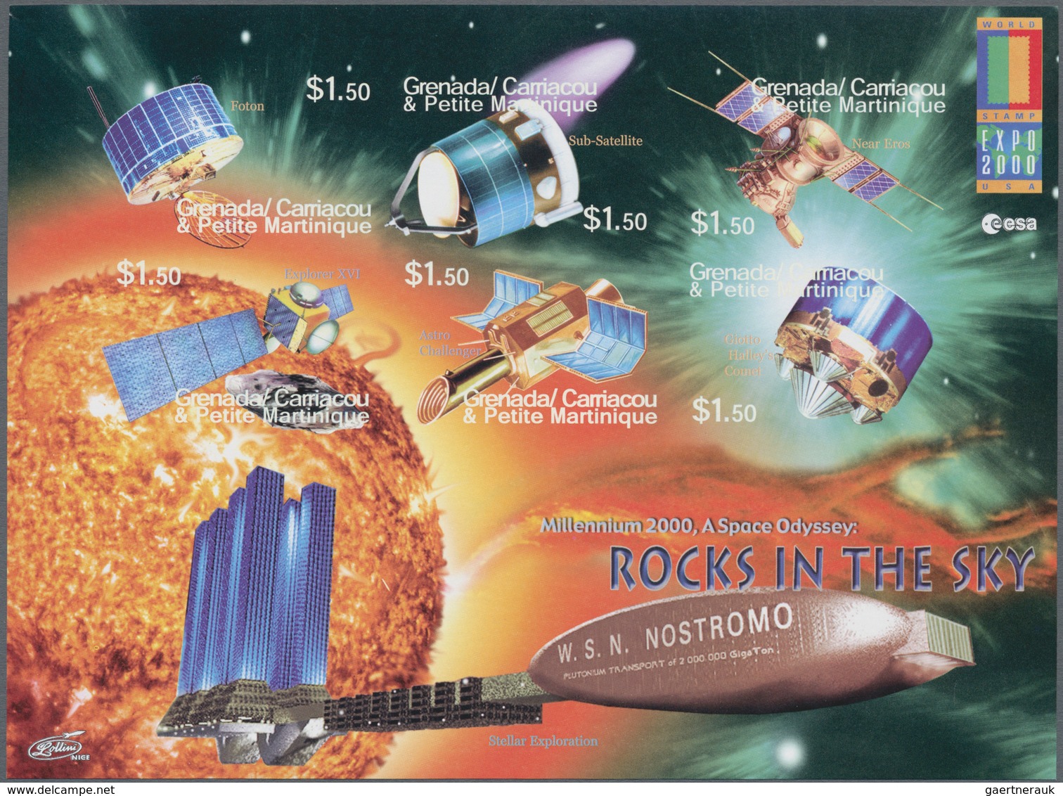 Thematik: Raumfahrt / Astronautics: 2000, GRENADA-CARRIACOU: World Stamp Expo 2000 In Anaheim/Califo - Sonstige & Ohne Zuordnung
