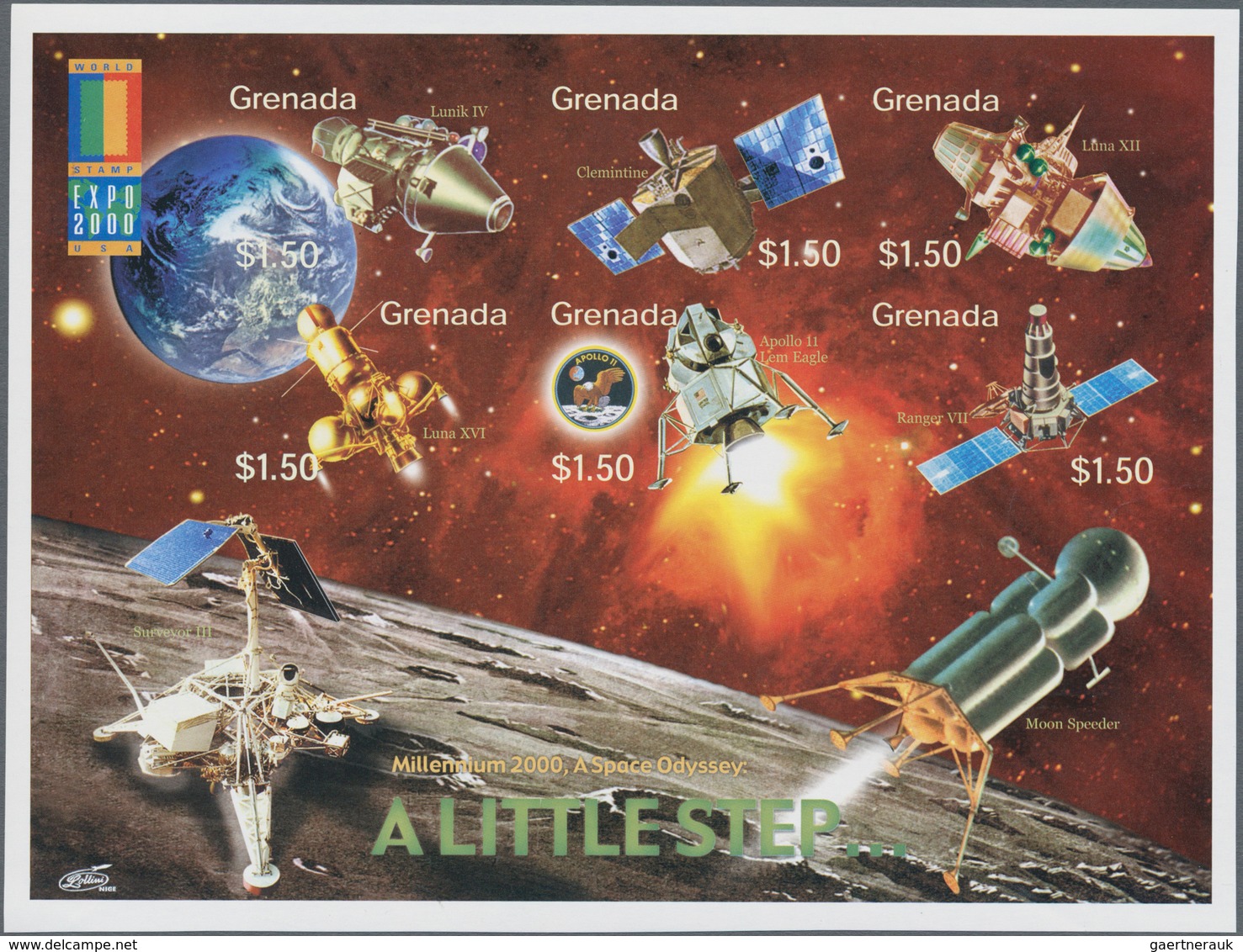 Thematik: Raumfahrt / Astronautics: 2000, GRENADA: World Stamp Expo 2000 In Anaheim/California 'Spac - Other & Unclassified