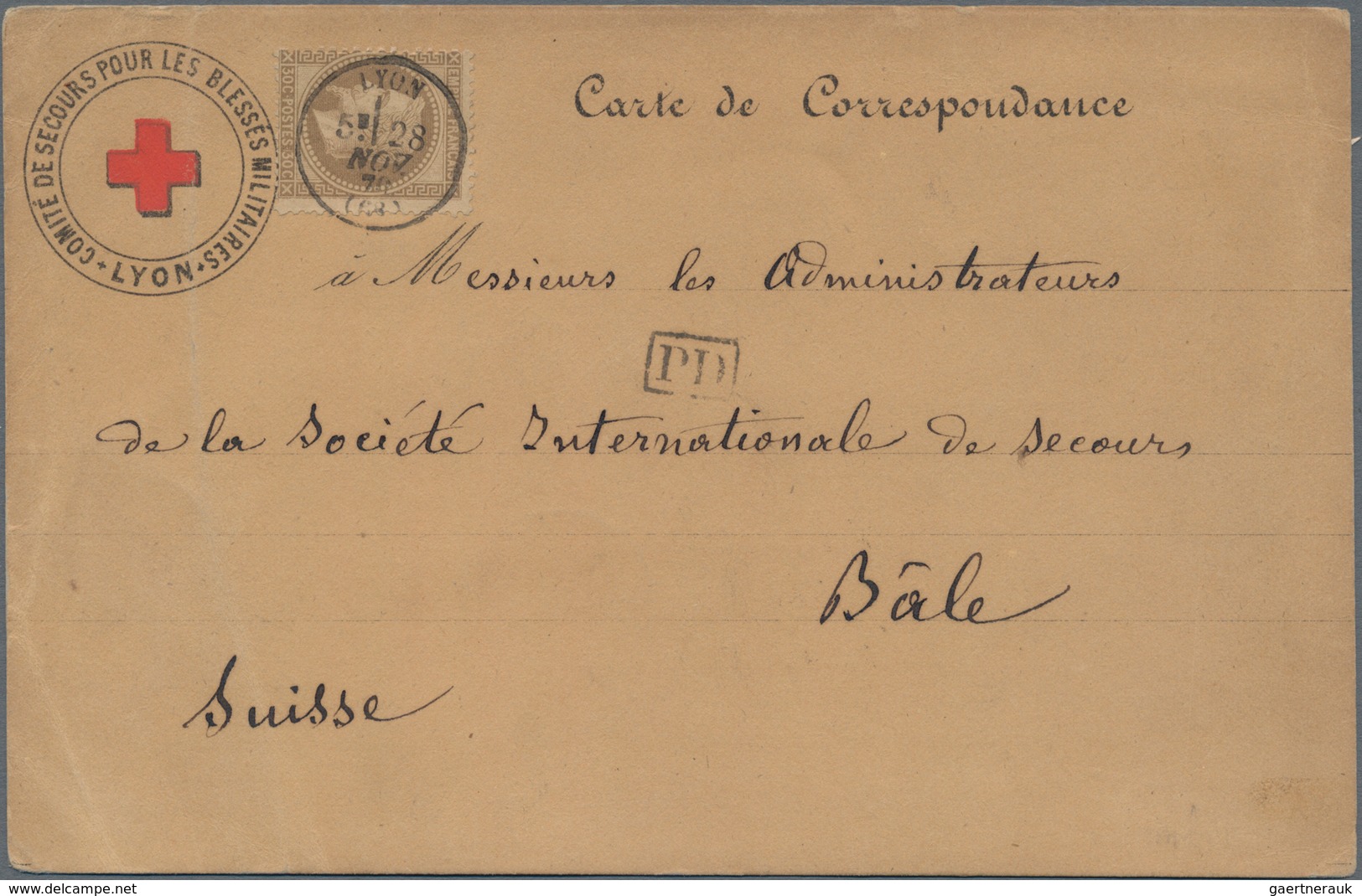 Thematik: Rotes Kreuz / Red Cross: 1870 Printed Postcard For The "Comité De Secours Pour Les Blessés - Red Cross
