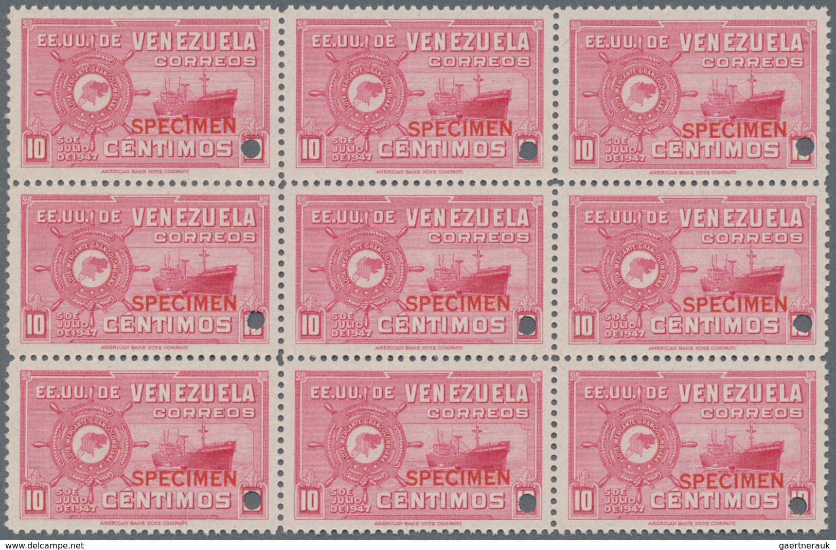 Thematik: Schiffe / Ships: 1948, VENEZUELA: Freighter 'Republica De Venezuela' 10c. Carmine Block Of - Ships