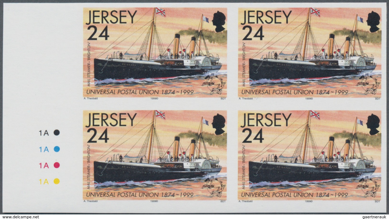 Thematik: Schiffe / Ships: 1999, JERSEY: 125 Years Of United Postal Union (UPU) 24p. 'Mail Steamer B - Ships