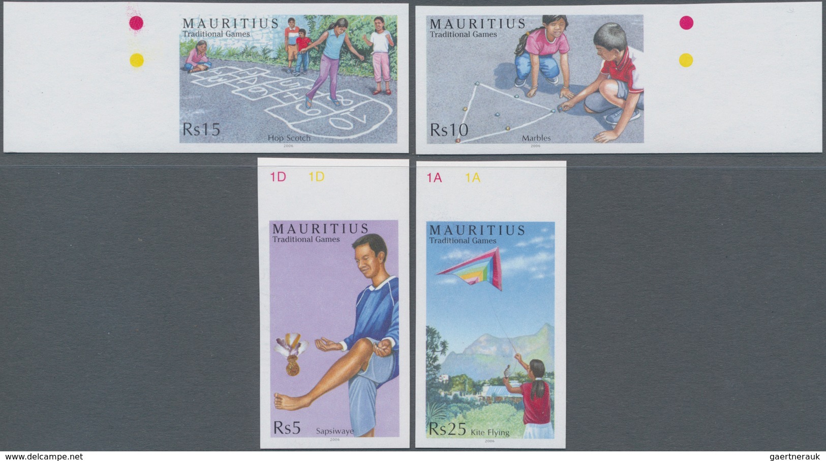 Thematik: Spiele / Games: 2006, MAURITIUS: Children's Games Complete IMPERFORATE Set Of Four (Sapsiw - Unclassified