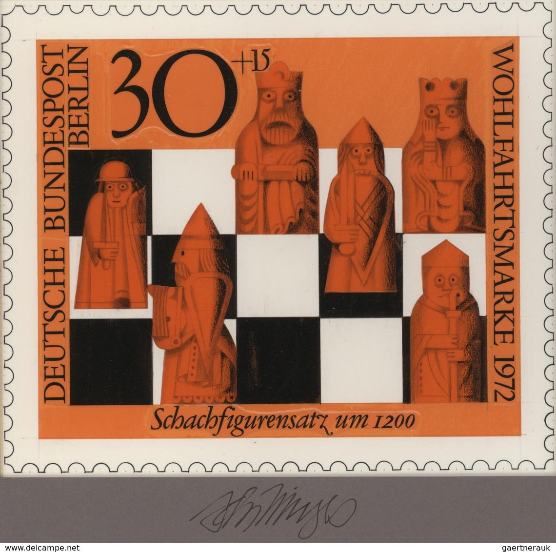Thematik: Spiele-Schach / Games-chess: 1972, Berlin, Nicht Angenommener Künstlerentwurf (20x17) Von - Chess