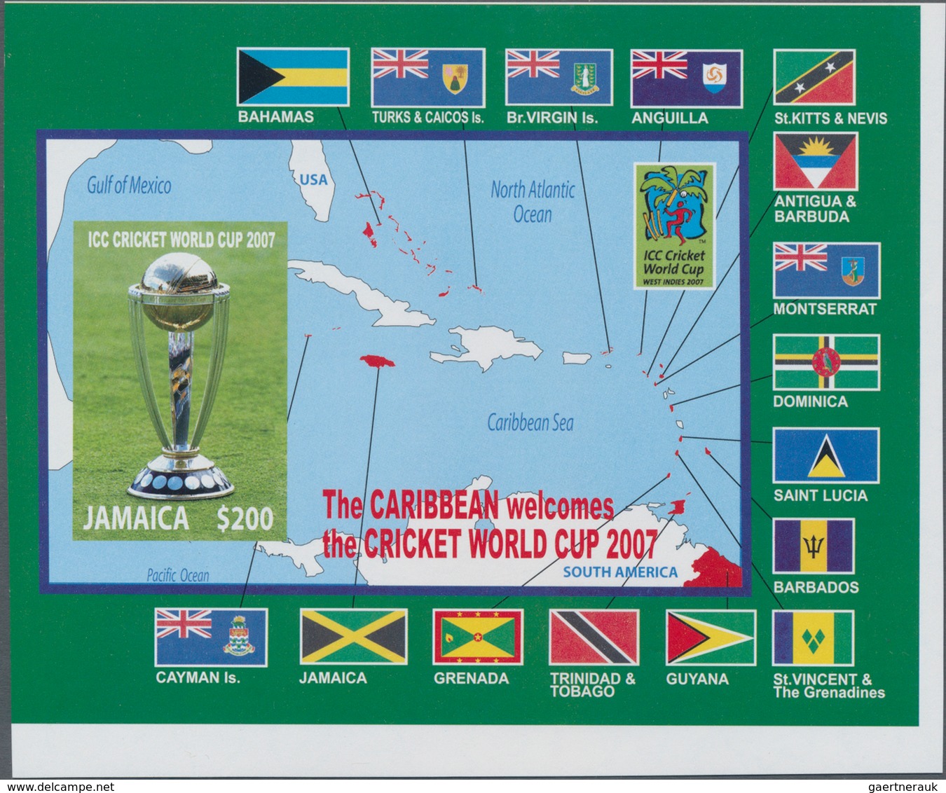 Thematik: Sport / Sport: 2007, JAMAICA: Cricket World Cup Complete Set Of Five In Horizontal Or Vert - Other & Unclassified