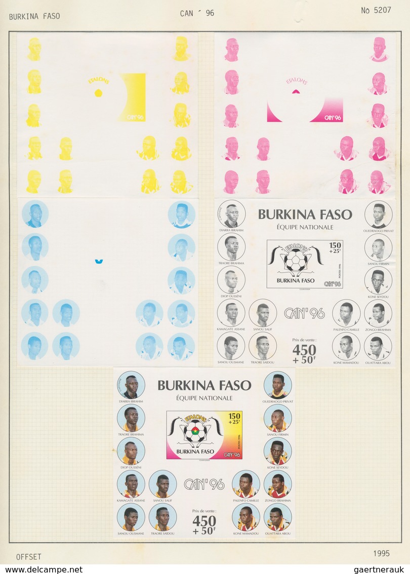 Thematik: Sport-Fußball / sport-soccer, football: 1990/1996, Burkina Faso. Progressive proofs for 4