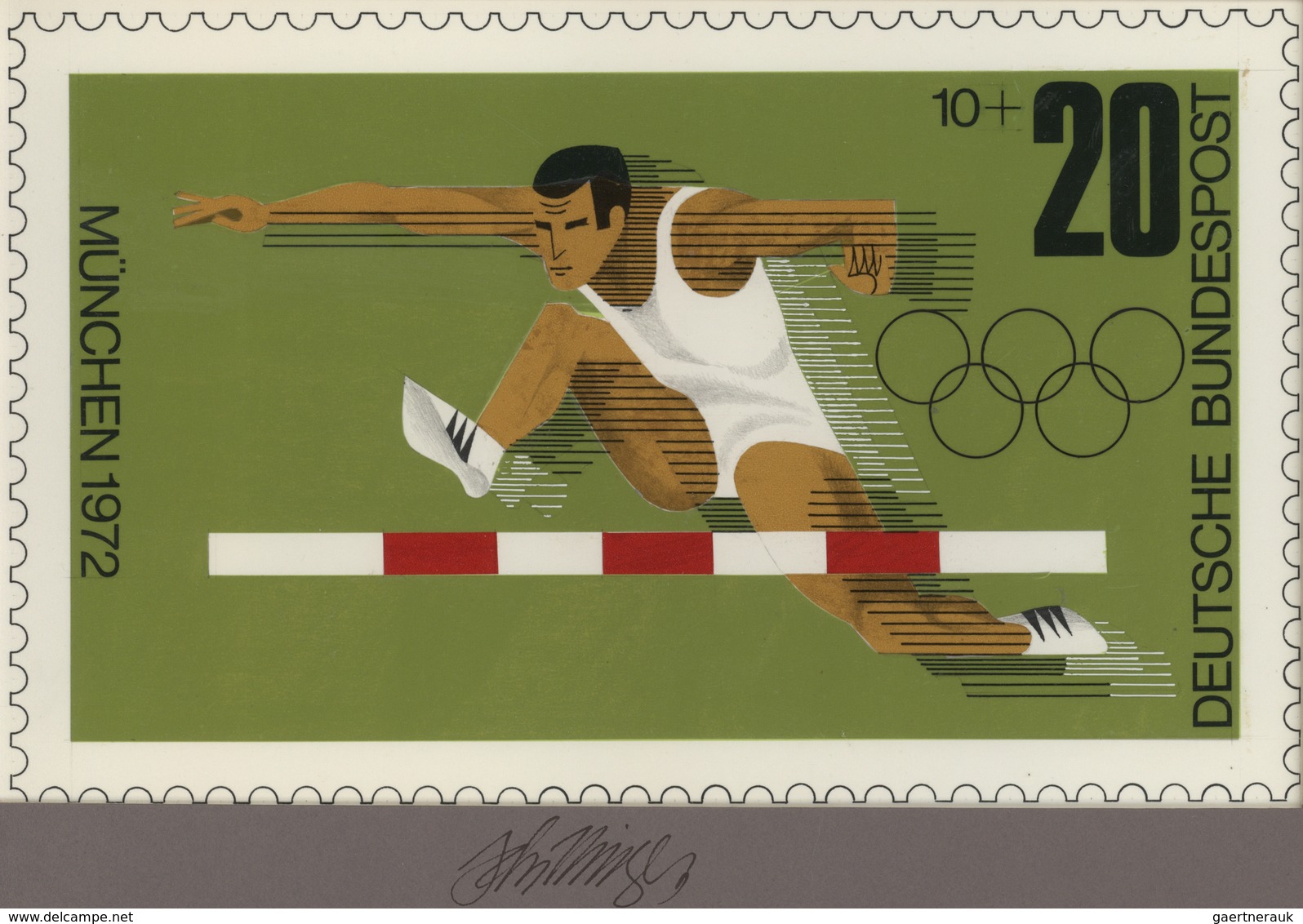 Thematik: Sport-Leichtathletik / Sports-athletics: 1972, Bund, Nicht Angenommener Künstlerentwurf (2 - Athletics