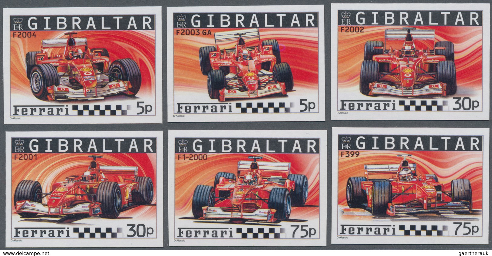 Thematik: Sport-Motorsport / Sport-motorsports: 2004, Gibraltar. Complete Set "Ferrari Formula 1 Rac - Motorbikes