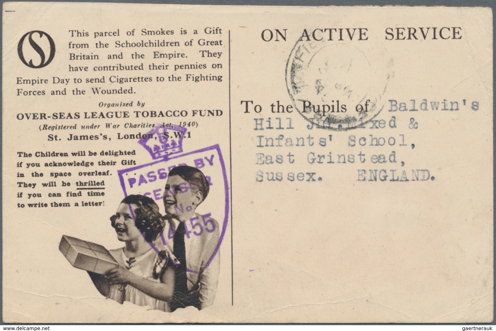 Thematik: Tabak / Tobacco: 1943 (8.1.), CANADA: On Active Service Christmas Postcard With Advert. 'B - Tabak