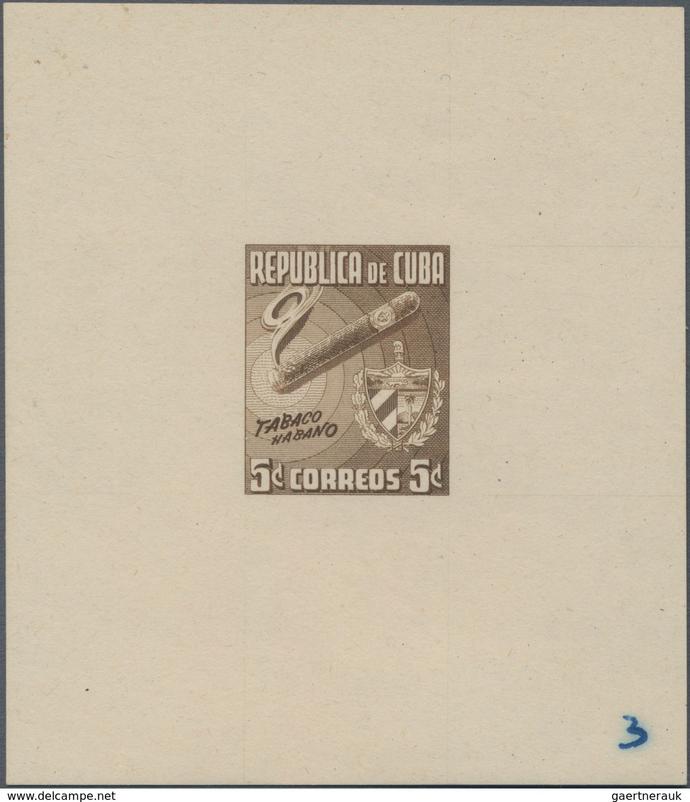 Thematik: Tabak / Tobacco: 1950, CUBA: Tobacco Industry 5c. 'Cigar And Coat Of Arms' IMPERFORATE PRO - Tobacco