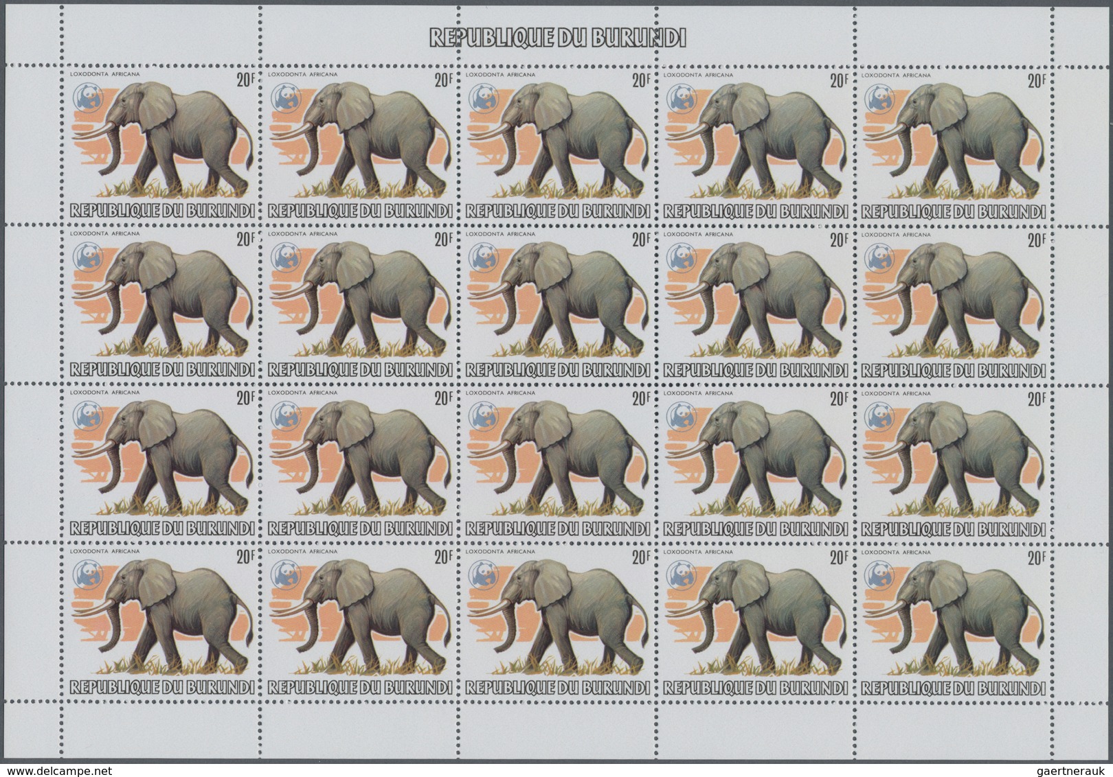 Thematik: Tiere, Fauna / animals, fauna: 1982, Burundi. African Wildlife complete set of 13 from 2fr