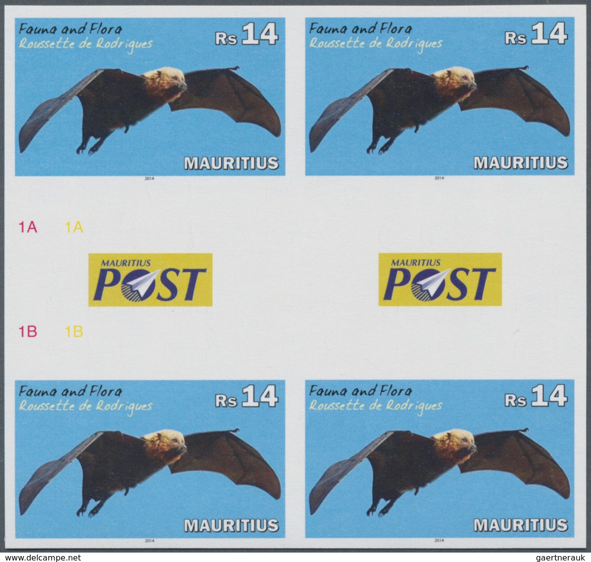 Thematik: Tiere, Fauna / Animals, Fauna: 2014, MAURITIUS: Natural Reserve 14r. Flying Fox (Pteropus - Other & Unclassified