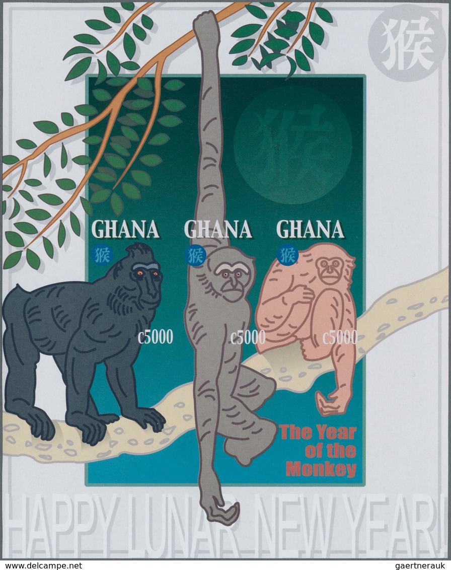Thematik: Tiere-Affen / Animals-monkeys: 2004, Ghana. IMPERFORATE Miniature Sheet (3 Stamps) For The - Apen